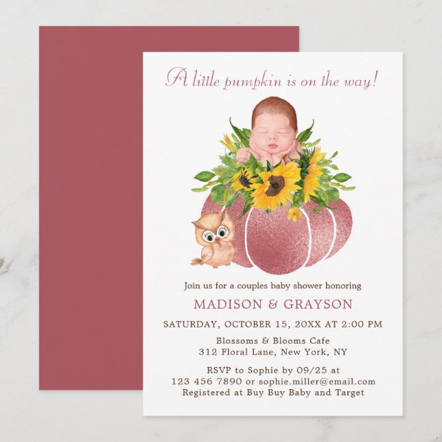 Inbjudan till Par Baby Shower--slampa för cute Lit (Fram/baksida)