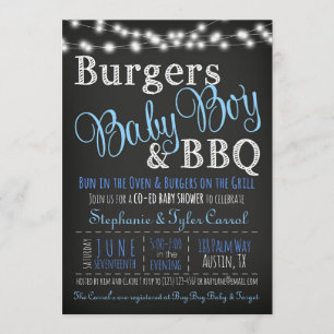 Inbjudan till Par Coed Burger Pojke BBQ Shower