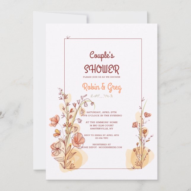 Inbjudan till par dusch ram (Framsida)