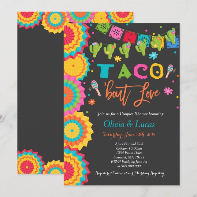 Inbjudan till Par Fiesta Shower för Taco Bout Kärl (Fram/baksida)