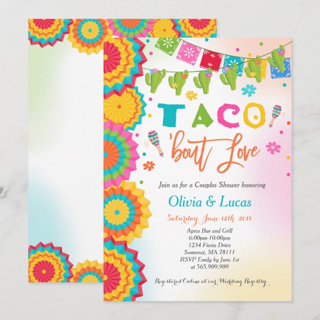 Inbjudan till Par Fiesta Shower för Taco Bout Kärl (Fram/baksida)