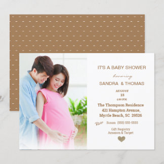 Inbjudan till par Photo Brown Baby Shower
