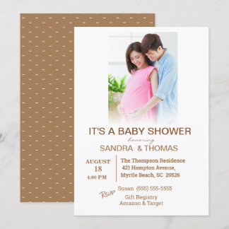 Inbjudan till par Photo Rosa Baby Shower