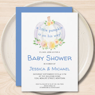Inbjudan till par Pumpkin Boys Baby Shower