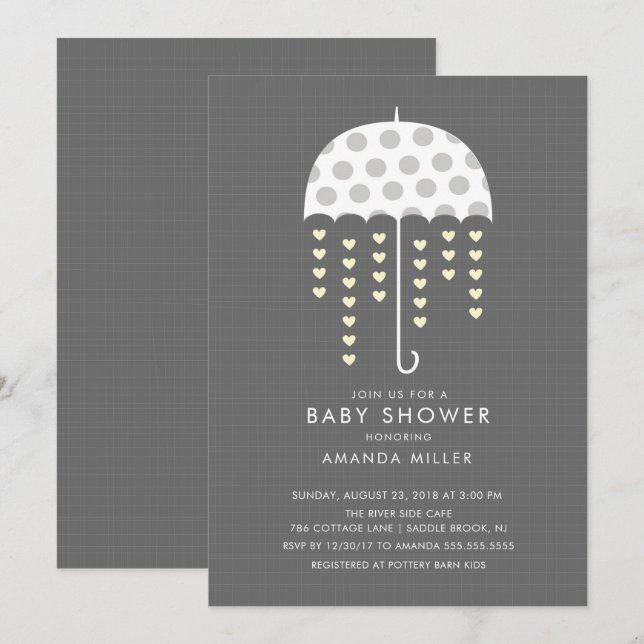 Inbjudan till paraply Neutralt Baby Shower (Fram/baksida)