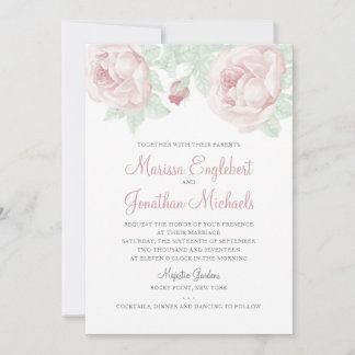 Inbjudan till paret Peony Watercolor Wedding