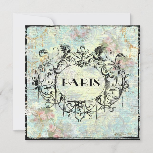 Inbjudan till Paris Antique Stil Ornate (Framsida)