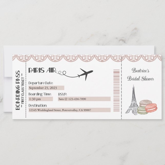 Inbjudan till Paris, Paristematisk festinbjudan (Framsida)