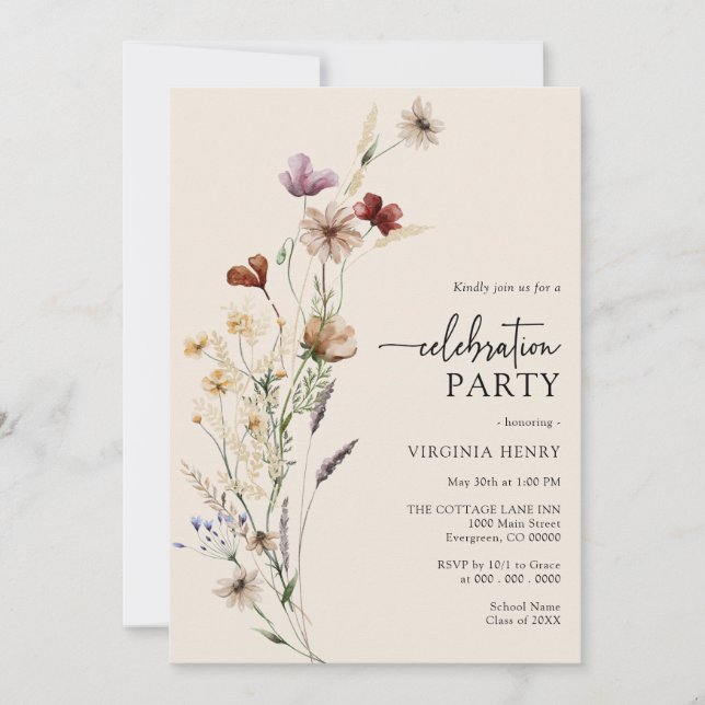 Inbjudan till partiet Boho Firande (Framsida)