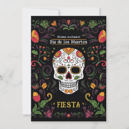 💀 inbjudan till partiet Colorful Día de Muertos