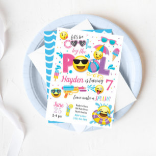 Inbjudan till partiet Emoji Bassäng, sommarfödelse