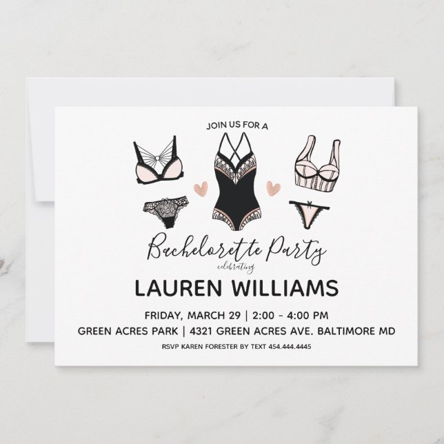 Inbjudan till partiet Lingerie Bachelorette (Framsida)