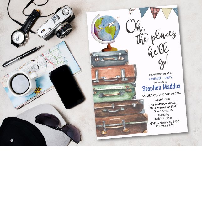 Inbjudan till partiet Resa Themated Male Farewell  (Skapare uppladdad)