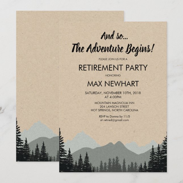 Inbjudan till partiet Rustic Pension (Fram/baksida)