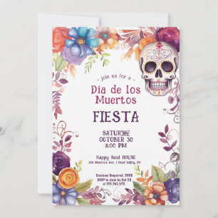 💀 inbjudan till partiet Watercolor Día de Muertos
