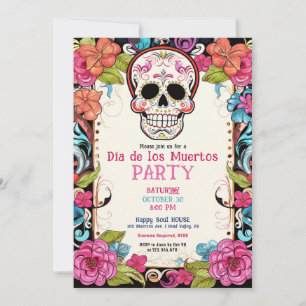 💀 inbjudan till partiet Watercolor Día de Muertos