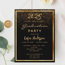 Inbjudan till party 2023, svart glam guld