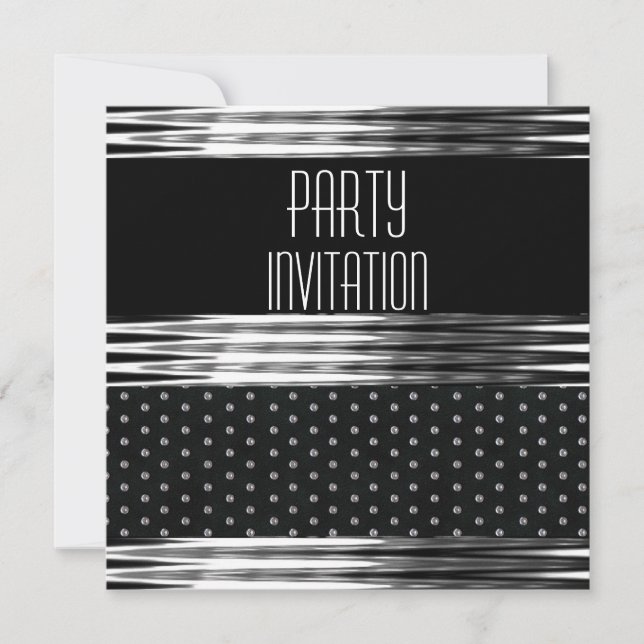 Inbjudan till Party Art Deco Black Silver (Framsida)