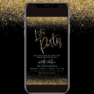 Inbjudan till Party Black Guld på födelsedagsinbju