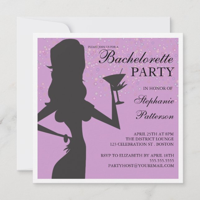 Inbjudan till Party Bride Cocktail Bachelorette-pa (Framsida)