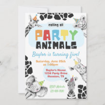 Inbjudan till party-djur | Safari Animals