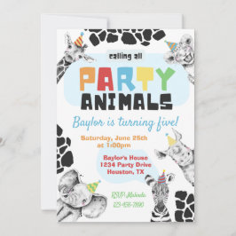 Inbjudan till party-djur | Safari Animals