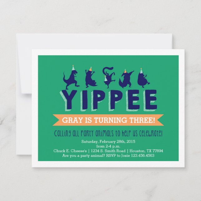 Inbjudan till party-djurets barn på födelsedagen (Framsida)