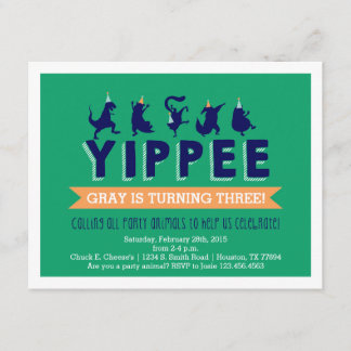 Inbjudan till party-djurets barn på födelsedagen