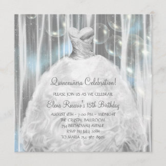 Inbjudan till Party Dress White och Blue Quinceane