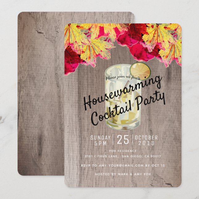 Inbjudan till Party Fall Wood i Houseuppvärmning C (Fram/baksida)