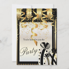 Inbjudan till Party Firande i Guld & Black