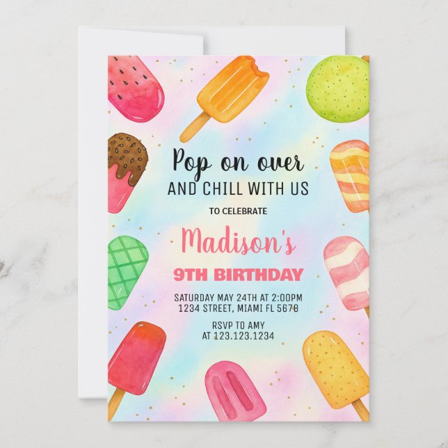 Inbjudan till Party-födelsedagen för kute-populati (Framsida)