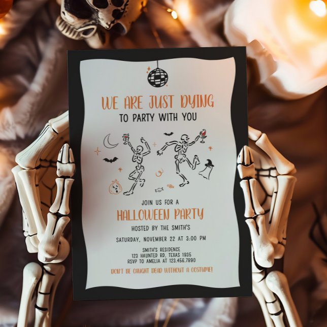 Inbjudan till Party Halloween fest (Dying to Party Halloween Party Invitation)