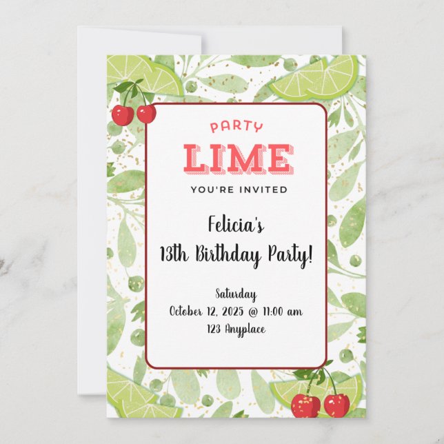 Inbjudan till Party "Lime" (Framsida)