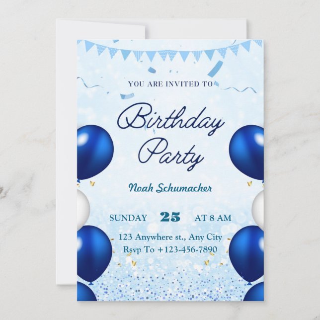 Inbjudan till party på födelsedagen (Framsida)