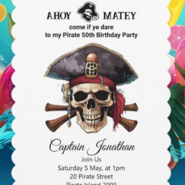 Inbjudan till Party Pirat Skull (Party Pirates  Is The Destination For Every Celebration And Every Moment.)