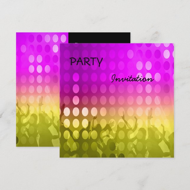 Inbjudan till Party rosa Rave (Fram/baksida)
