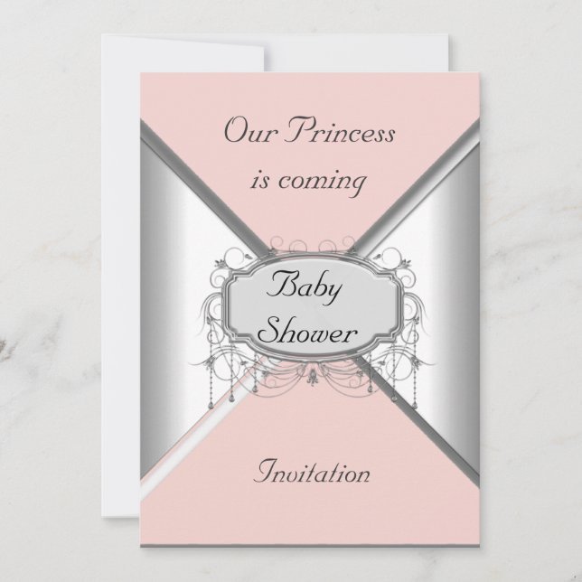 Inbjudan till Party Rosa Silver Baby Shower (Framsida)