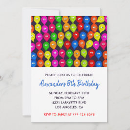Inbjudan till partyn i färg 8:e pojken ballonger m