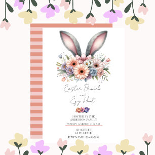 Inbjudan till påsk Brunch Blommigt Modern Bunny Ör
