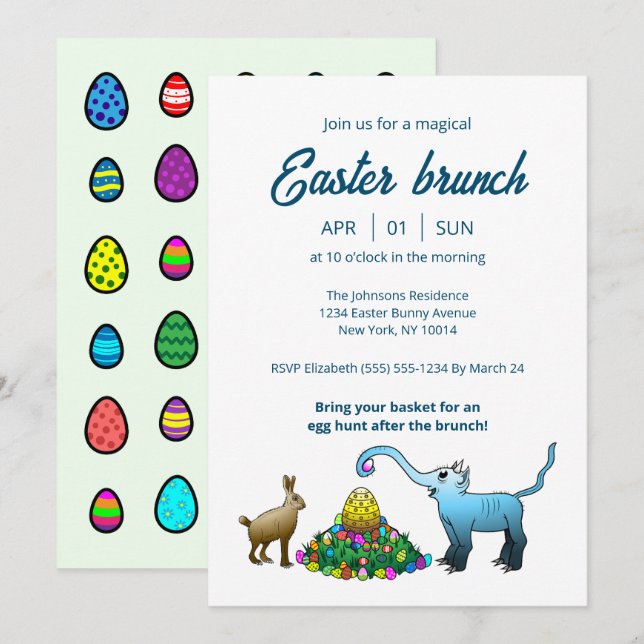 Inbjudan till Påsk brunch & Egg Hunt (Fram/baksida)