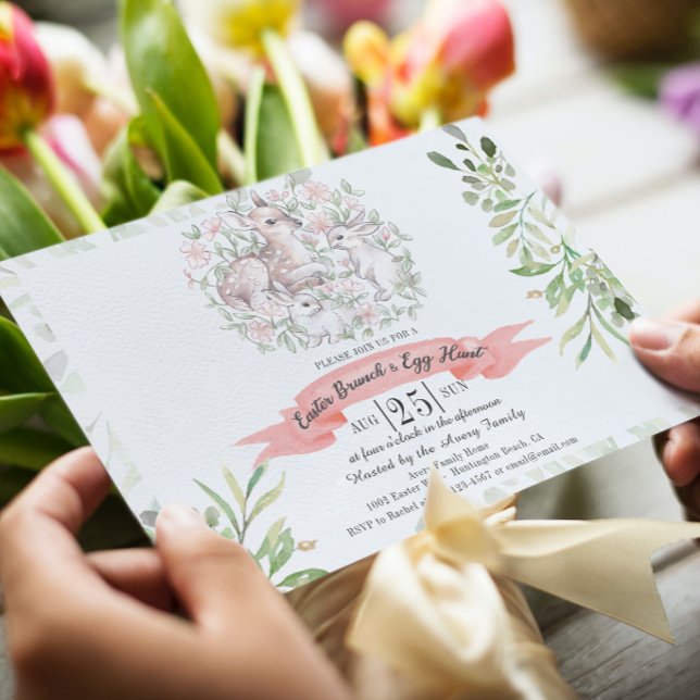 Inbjudan till påsk Brunch & Egg Hunt Hjort Bunny (Skapare uppladdad)