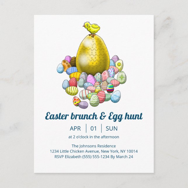 Inbjudan till Påsk brunch & Egg Hunt Vykort (Framsida)