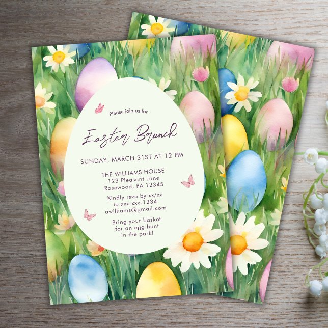 Inbjudan till påsk Brunch Watercolor Eggs (Skapare uppladdad)