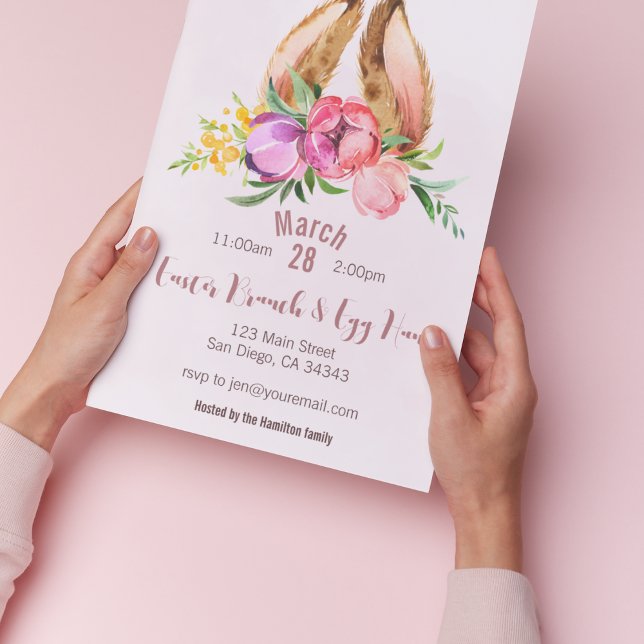 Inbjudan till Påsk-partiet blommigt Bunny Öron (Skapare uppladdad)