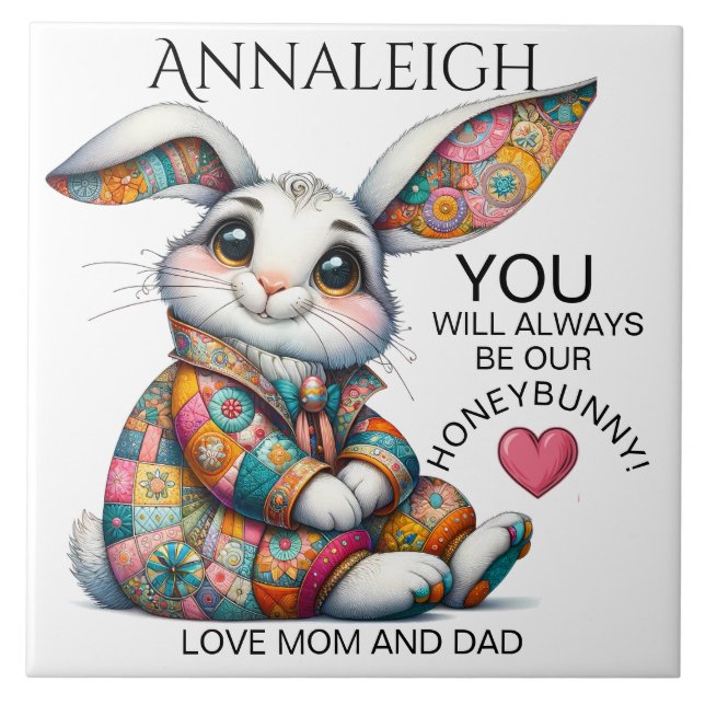 Inbjudan till Påsk-temat i den ädla Bunny Kakelplatta (Framsidan)