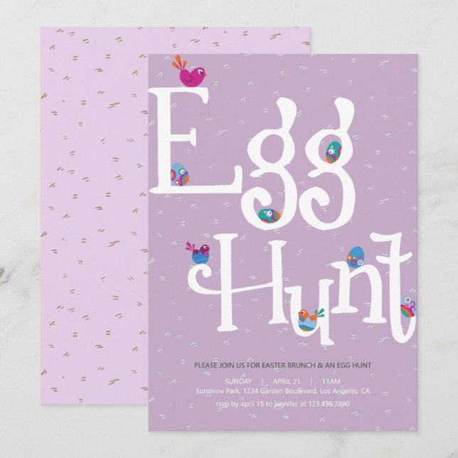 Inbjudan till påskägg Hunt och Potluck (Fram/baksida)