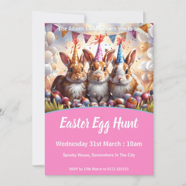Inbjudan till Påskägget Meadow Rabbits Hunt (Framsida)