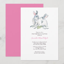 Inbjudan till Påskhare av vattenfärg Flickor födel