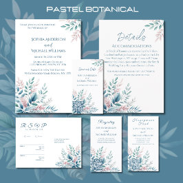 Inbjudan till Pastel Botanical Bröllop-tema